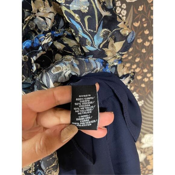 ML Monique Lhuillier Women's Ruched Floral Metallic Mini Sheath Dress Size 2 - Picture 7 of 10